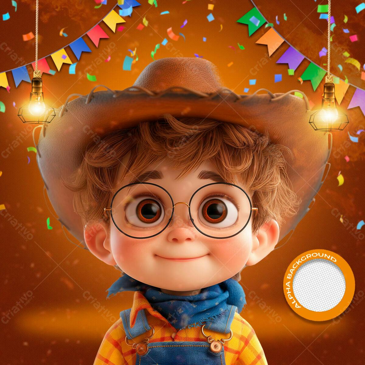 PSD Festa Junina Infantil com Menino Charmoso