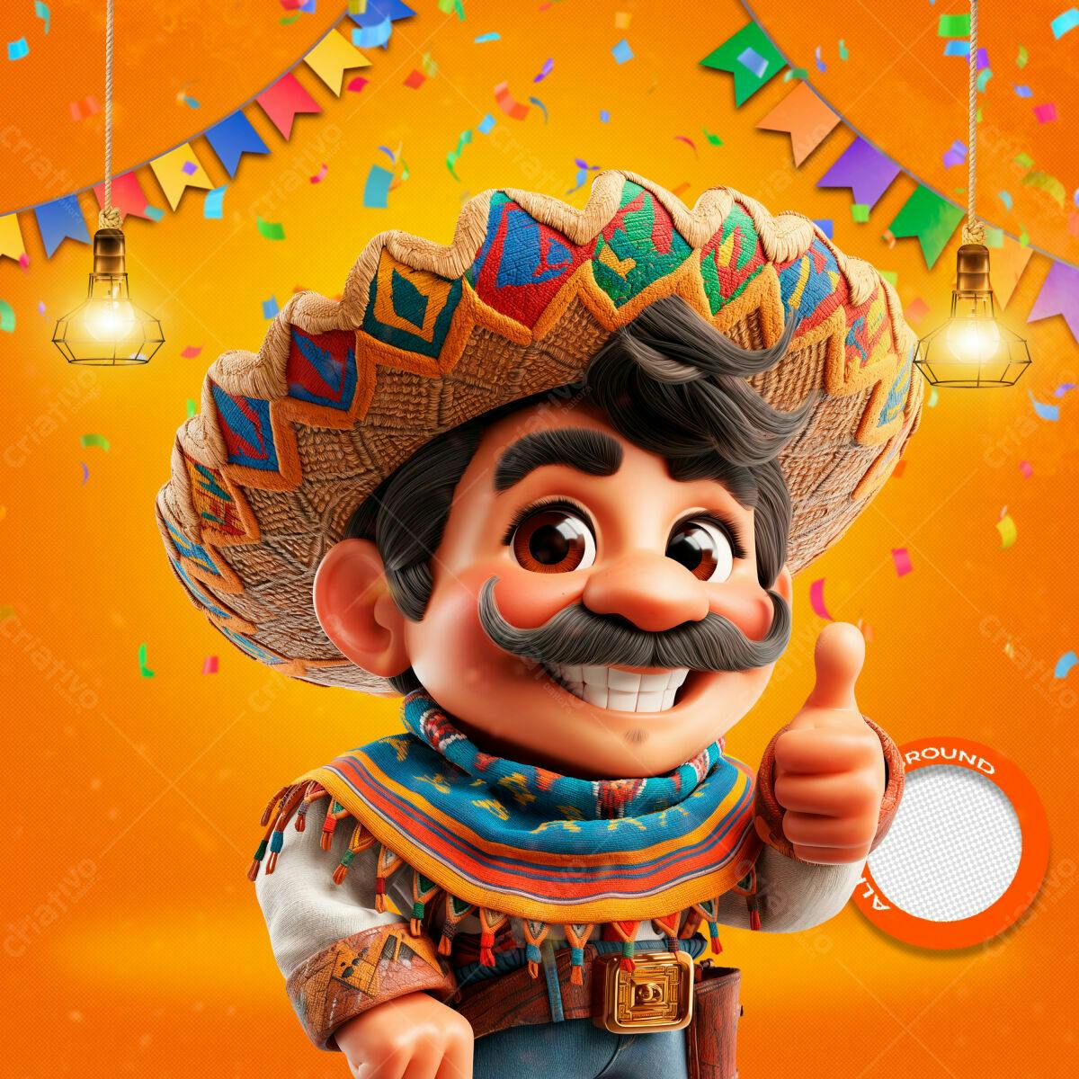 PSD Festa Mexicana Laranja e Amarelo PSD Editável