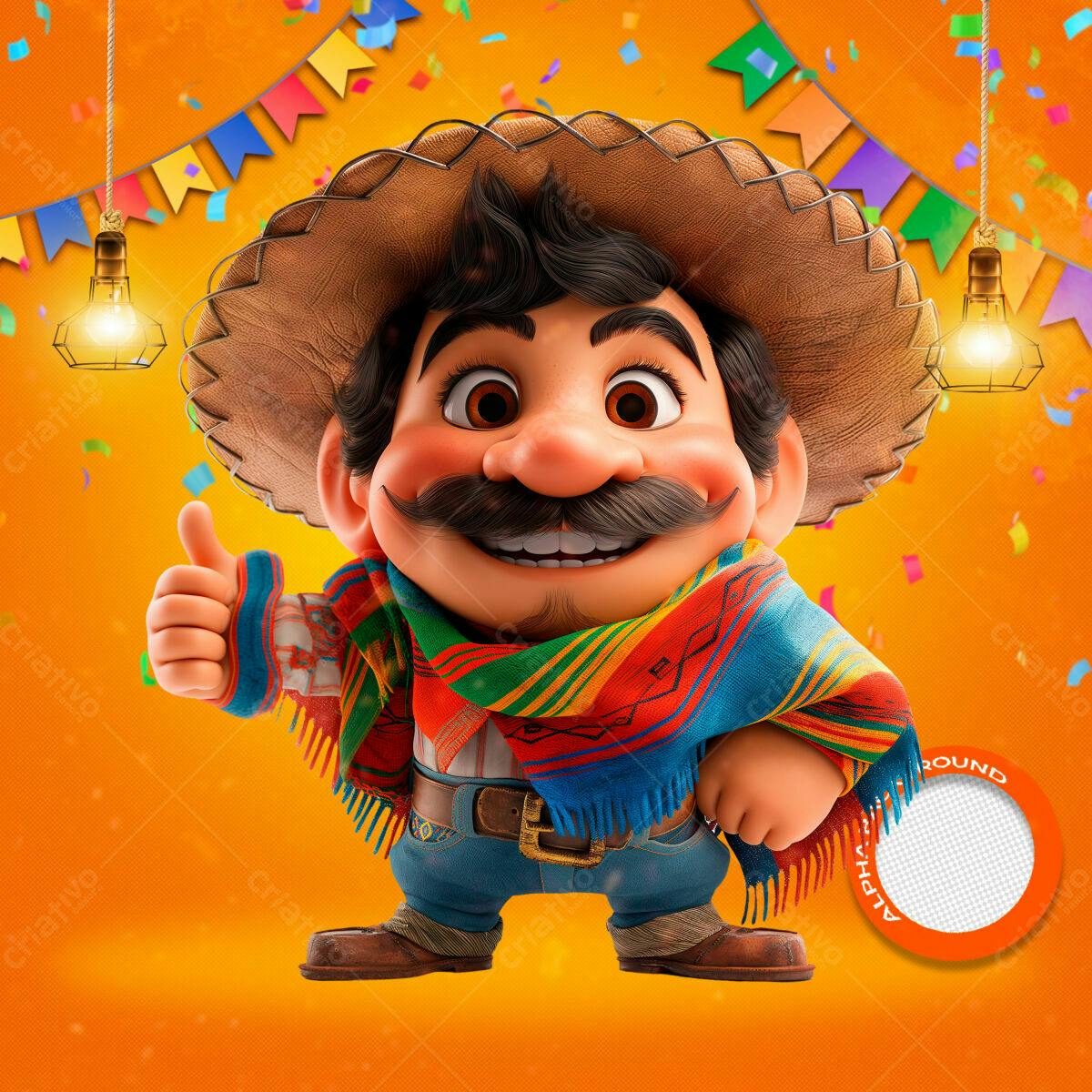 PSD Festa Junina Personagem Cartoon Colorido