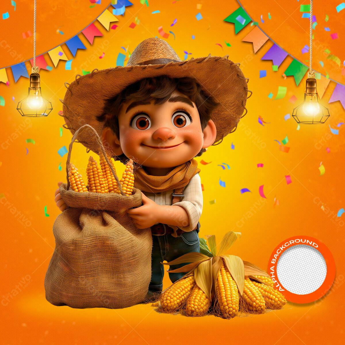 PSD Festa Junina com Menino e Milho