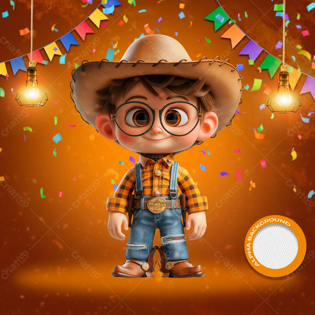 PSD Festa Junina Infantil com Menino Caipira