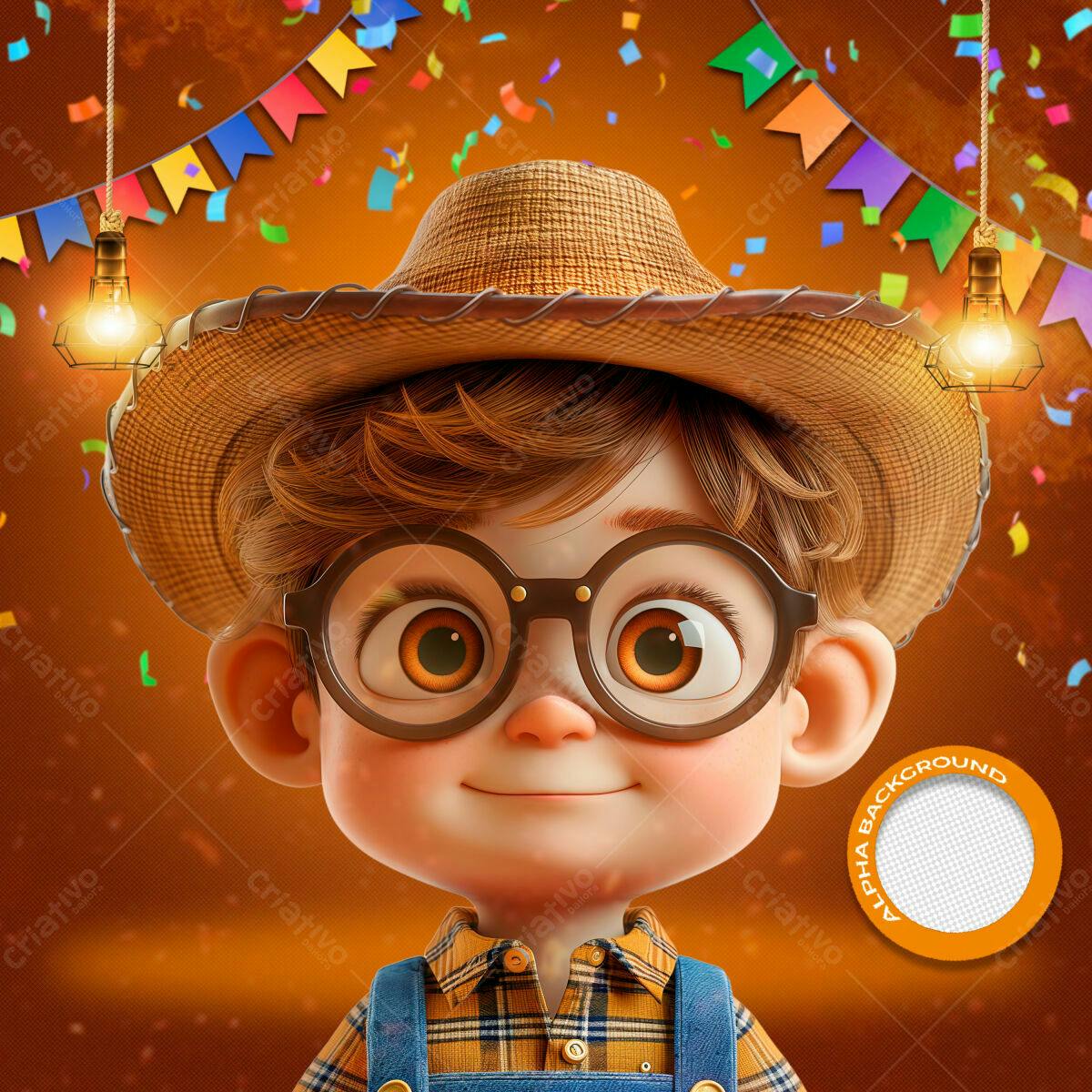 PSD Festa Junina Infantil com Menino Charmoso