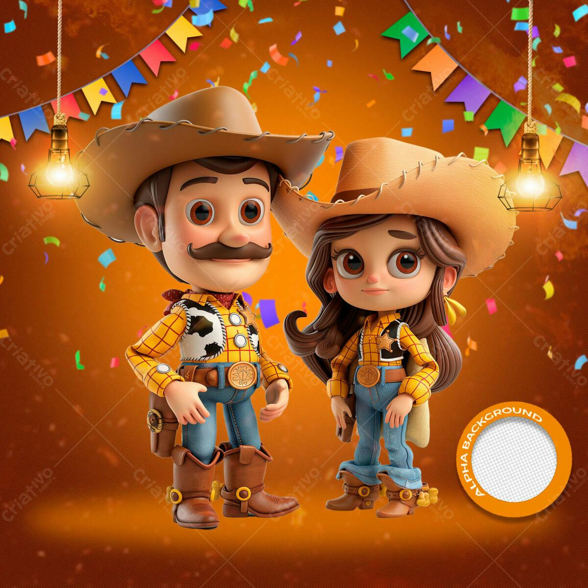 PSD Festa Junina com Personagens Cartoon PSD Editável