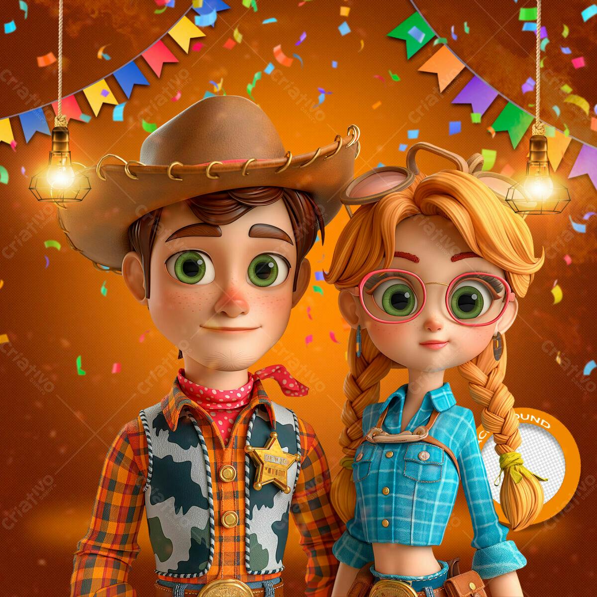 PSD Festa Junina Infantil com Personagens Cartoon
