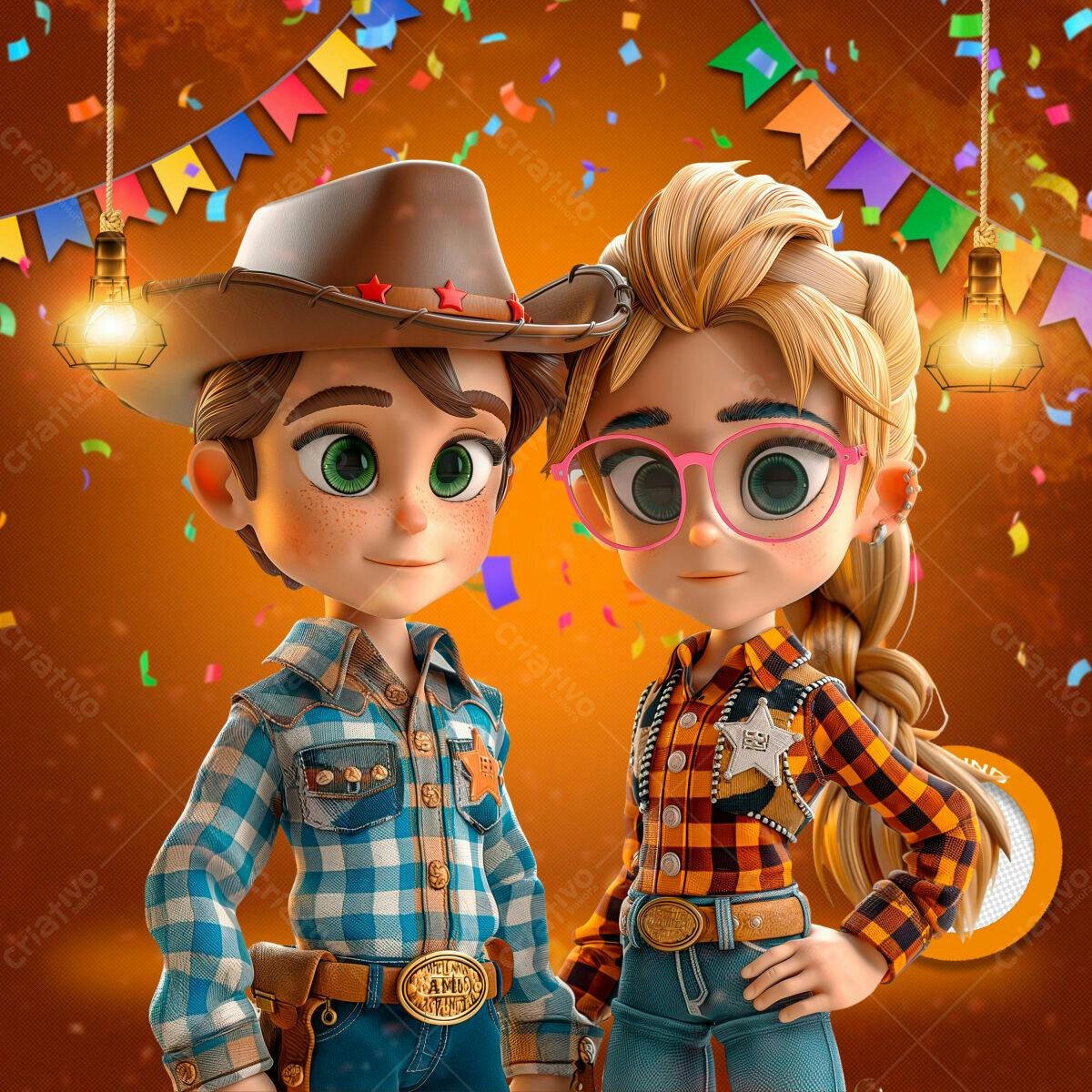PSD Festa Junina Infantil com Personagens 3D