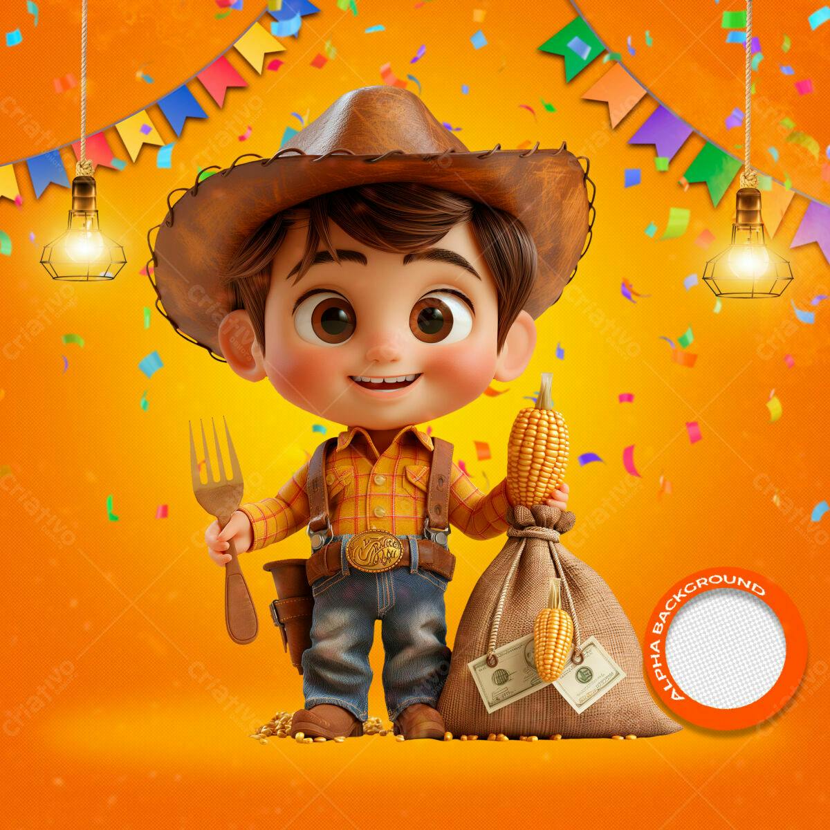 PSD Festa Junina Infantil Cartoon PSD Editável