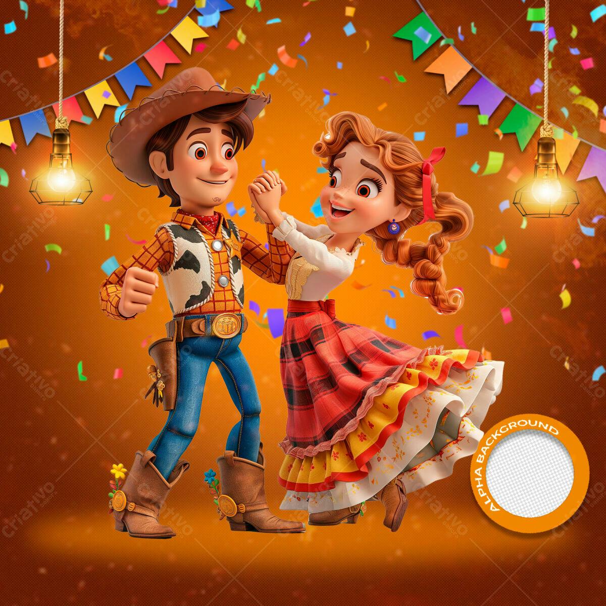 PSD Festa Junina com Casal Dançando PSD Editável
