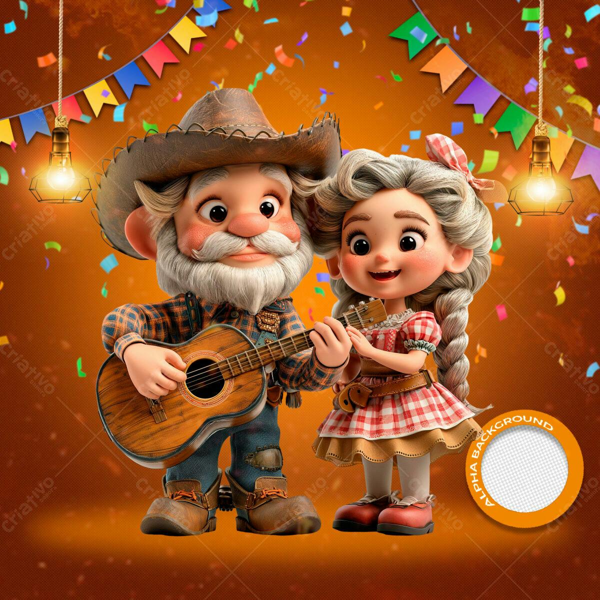 PSD Festa Junina com Personagens 3D
