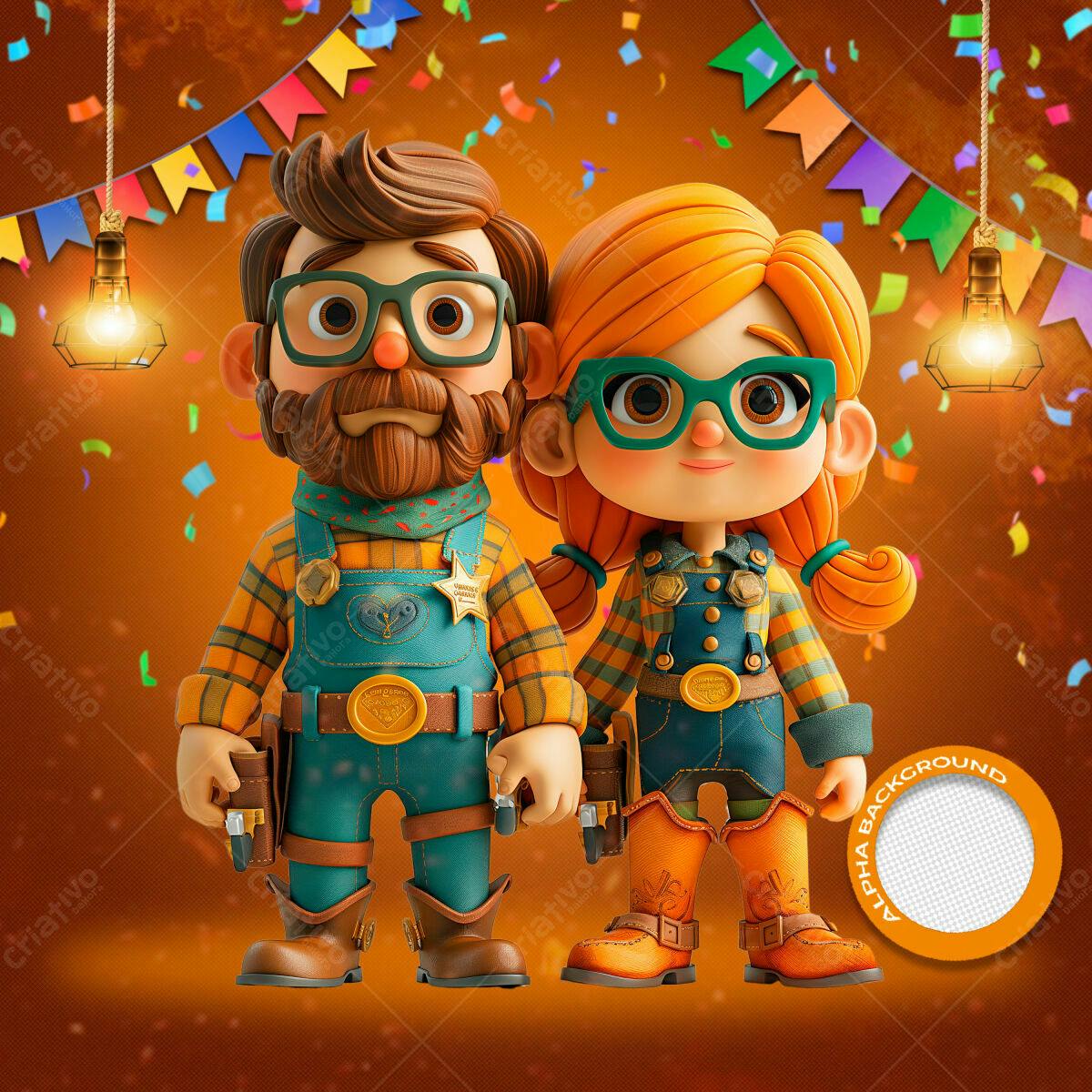 PSD Festa Junina com Personagens 3D fofos