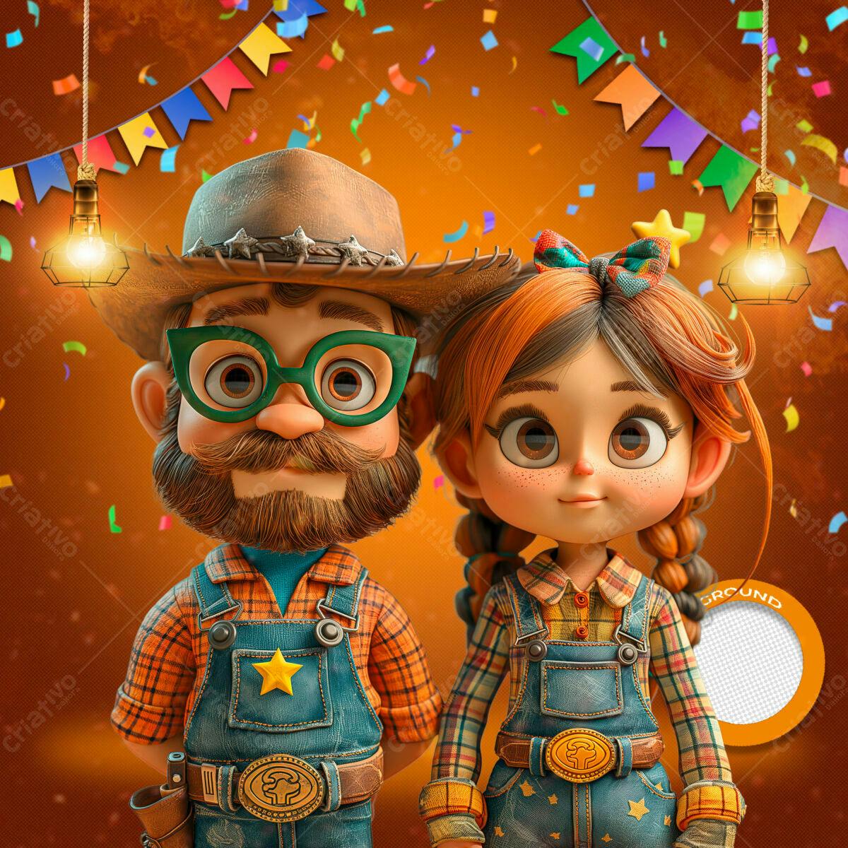 PSD Festa Junina com Personagens Cartoon