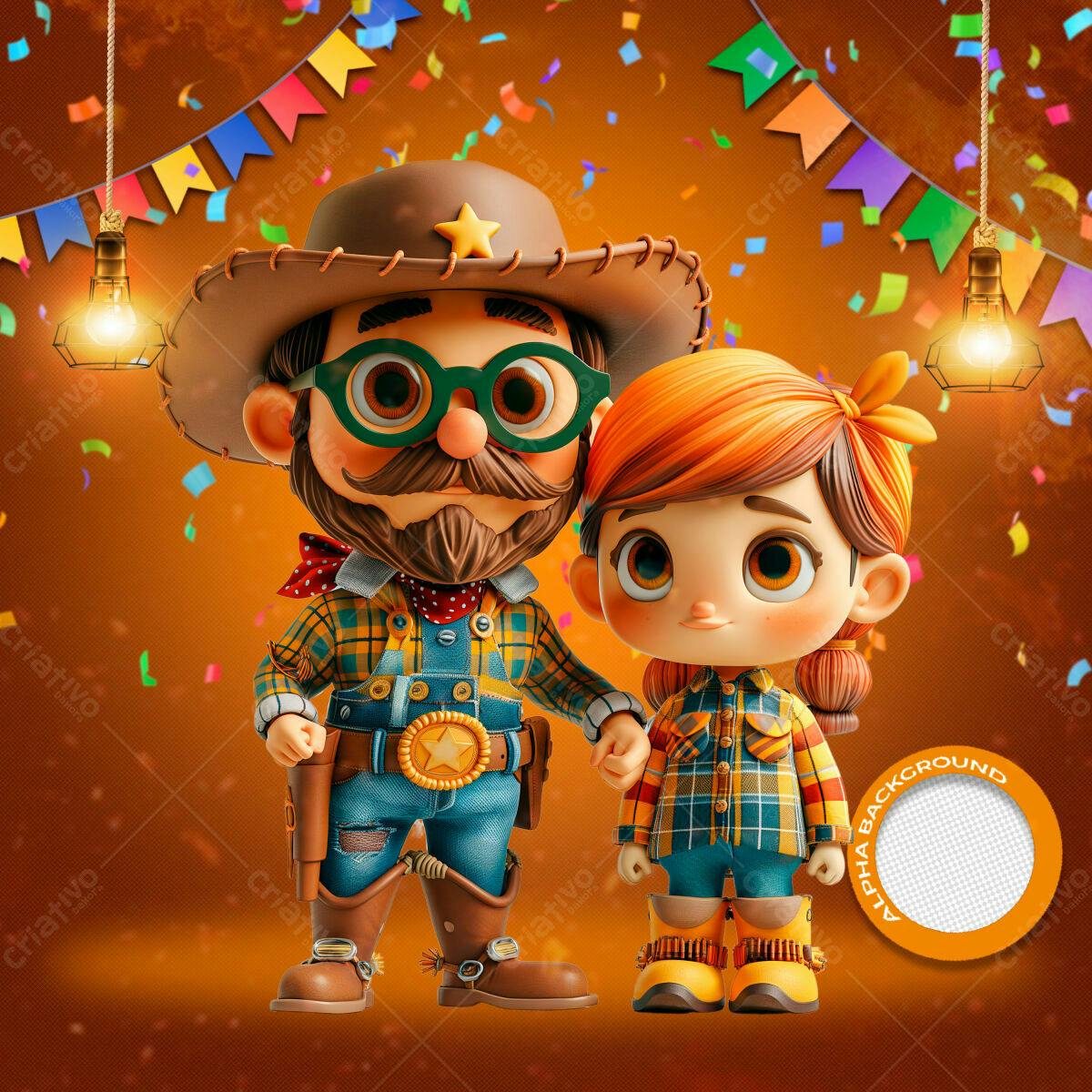 PSD Festa Junina com Personagens Cartoon PSD Editável