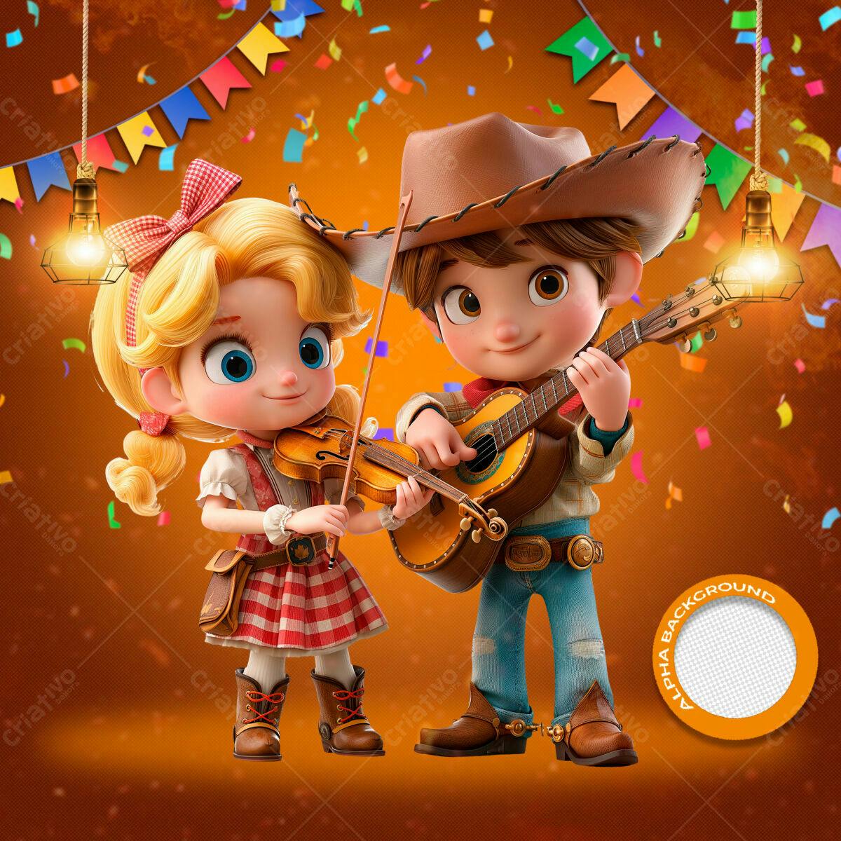 PSD Festa Junina Infantil Cartoon PSD Editável