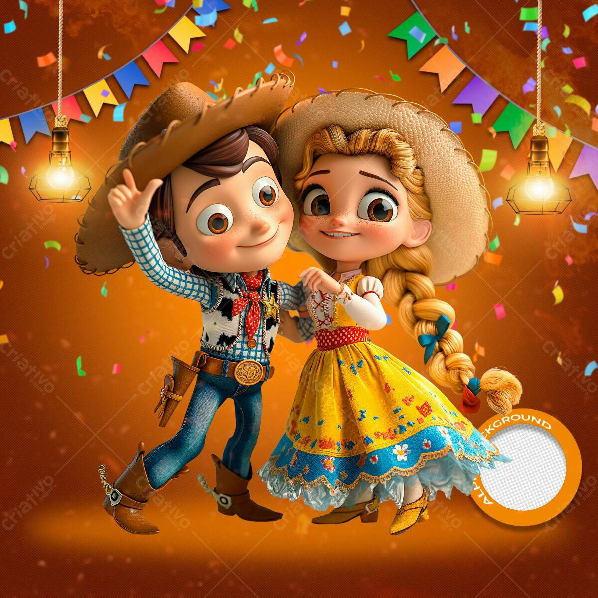 Festa Junina Cartoon PSD Editável