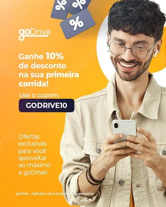 Flyer de Desconto goDrive PSD Editável