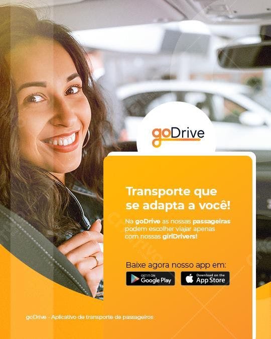 Flyer App Transporte Feminino PSD Editável