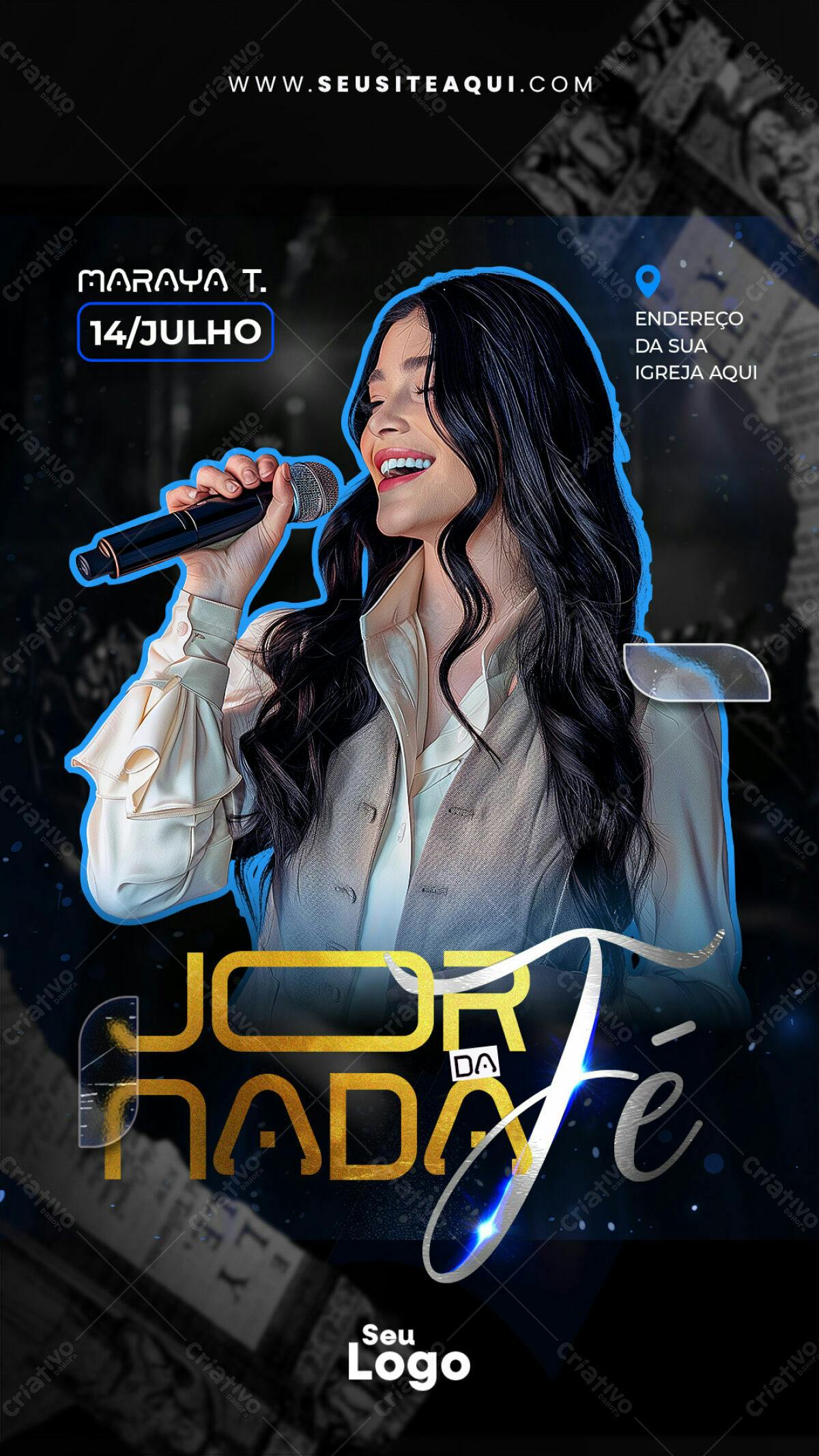 Flyer para Show Gospel Maraya T. 14/Julho PSD Editável