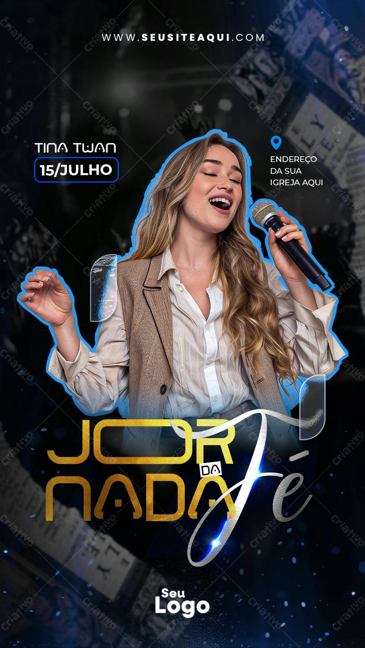 Flyer para Evento Gospel com Tina Twan PSD Editável