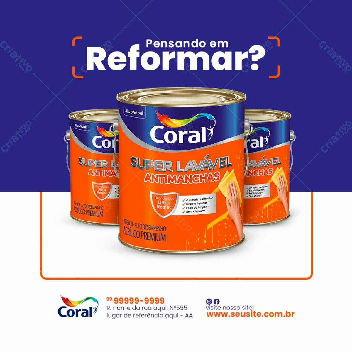 Banner para Reforma com Tinta Coral PSD Editável