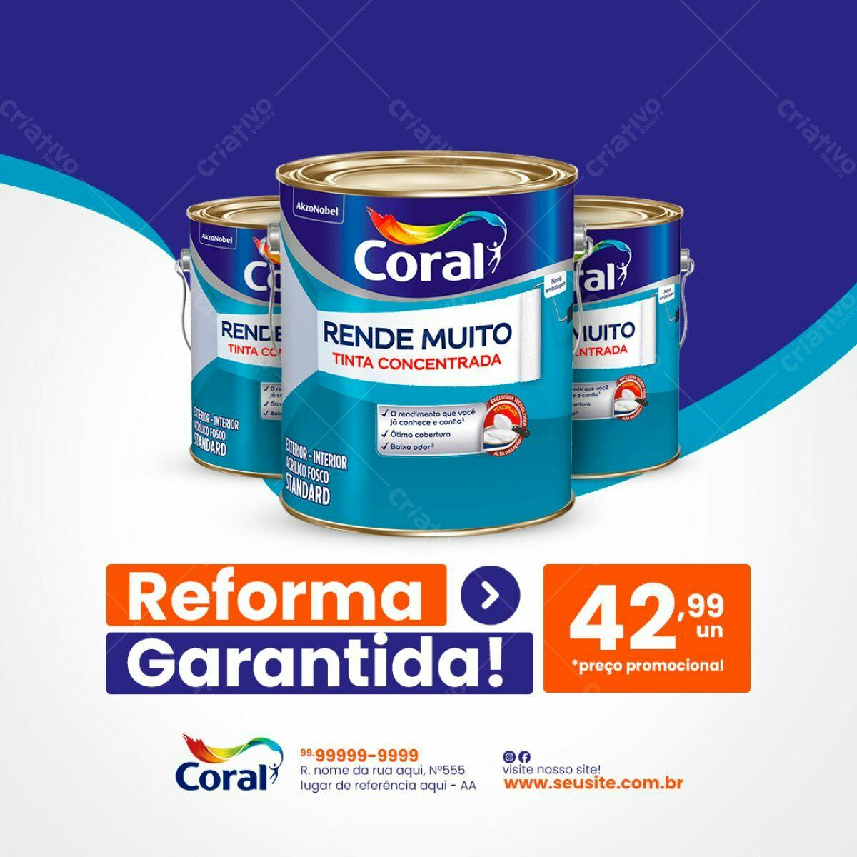 Embalagem de Tinta Coral PSD Editável