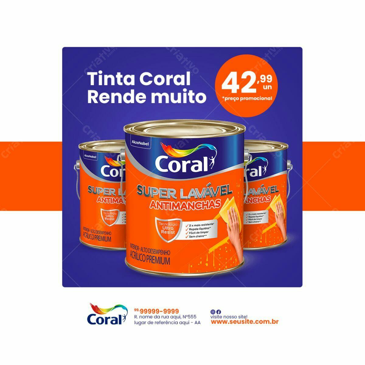 PSD para Propaganda de Tinta Coral PSD Editável