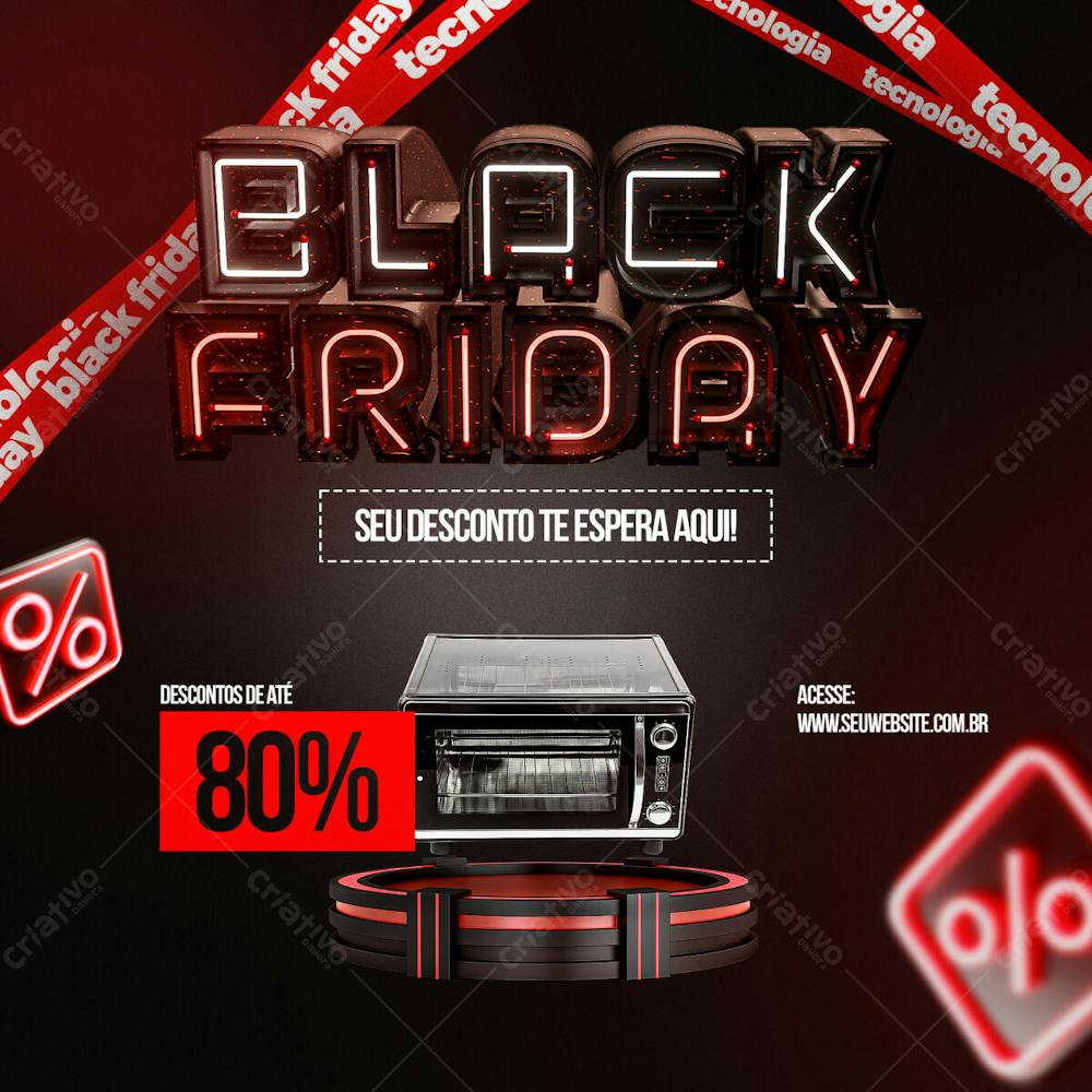 Seu Desconto Te Espera Aqui Psd Editável Black Friday