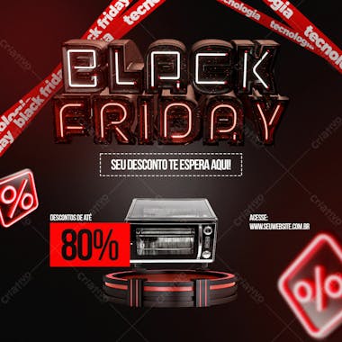 Seu desconto te espera aqui psd editável black friday