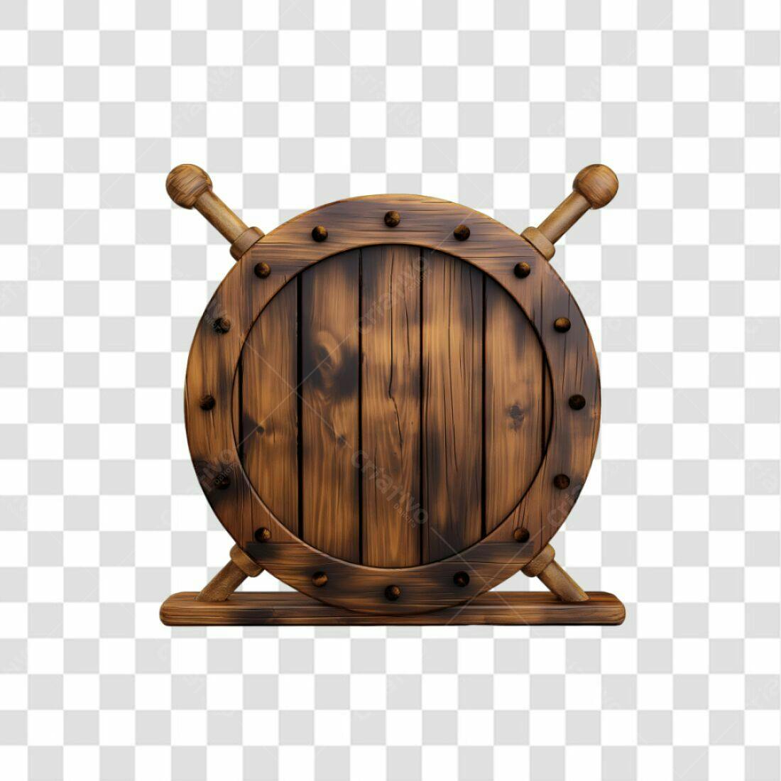 Escudo de madeira PNG com fundo transparente