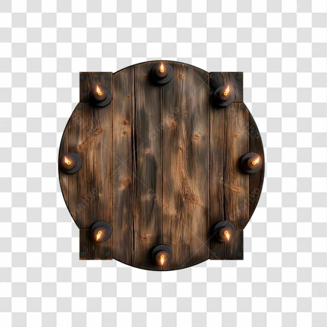 Placa de Madeira com Velas PNG com fundo transparente