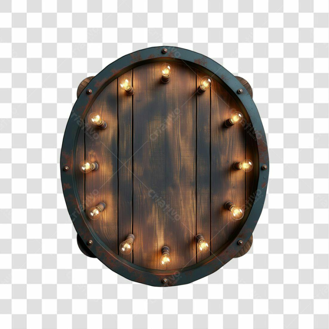 Selo vintage com lâmpadas PNG com fundo transparente