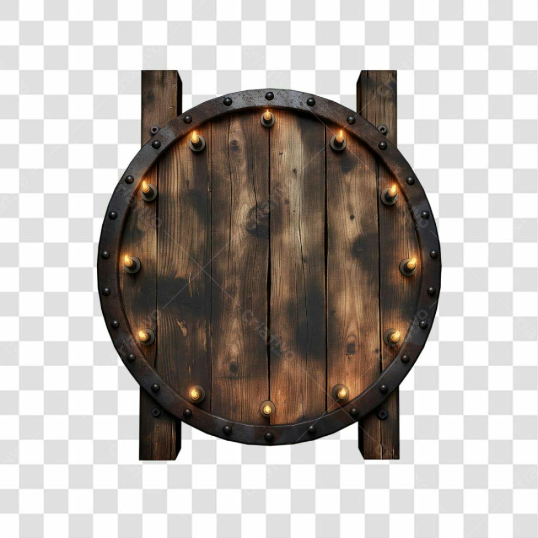 Selo de madeira medieval PNG com fundo transparente