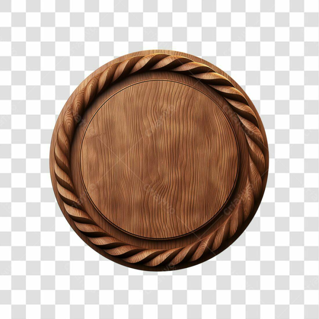Selo de Madeira Oval PNG com fundo transparente
