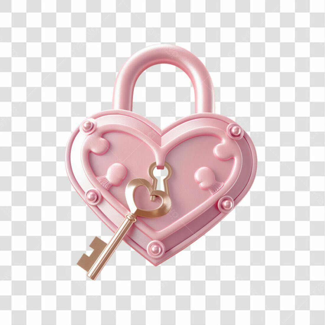 Icone Dia dos Namorados Cadeado Coracao Rosa PNG com fundo transparente
