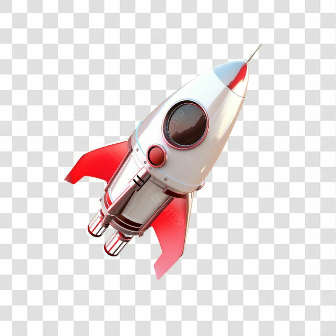 Icone Foguete Branco e Vermelho PNG com fundo transparente