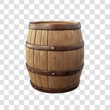 Barril de madeira 3d png transparente