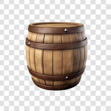 Barril de madeira 3d png transparente