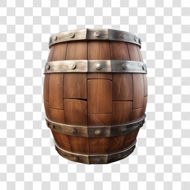 Barril de madeira 3d png transparente