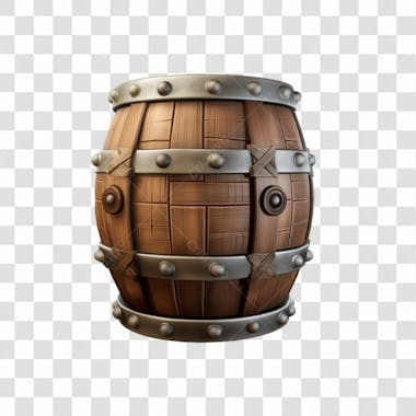 Barril de madeira 3d png transparente