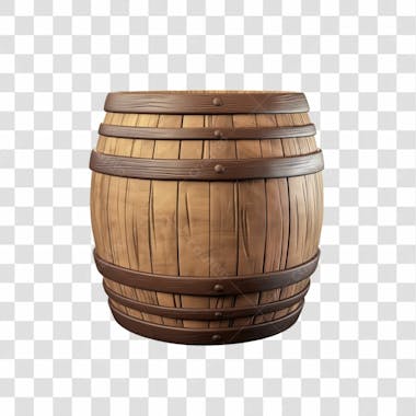 Barril de madeira 3d png transparente