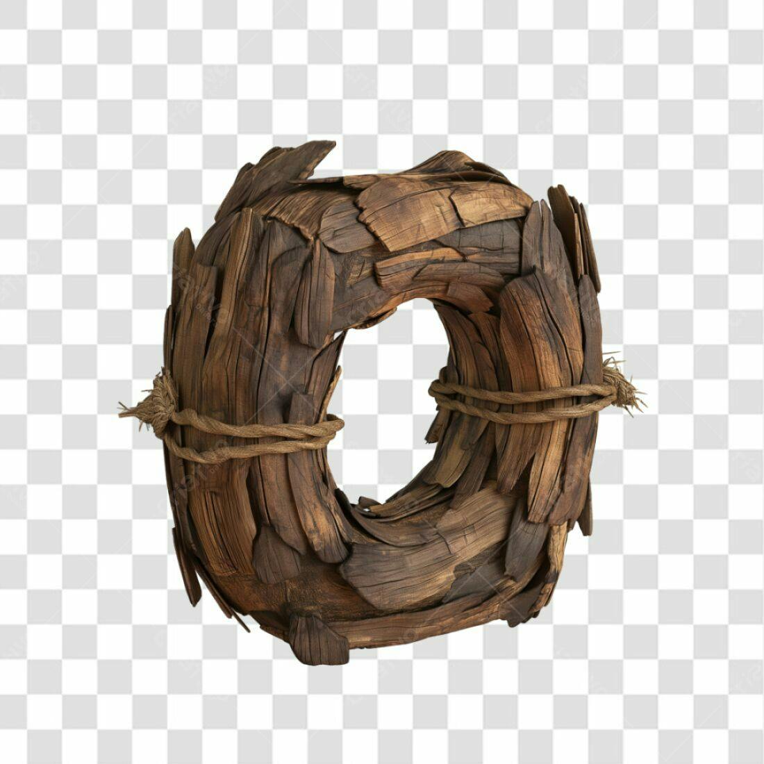 Icone Letra O Madeira Rustica PNG com fundo transparente
