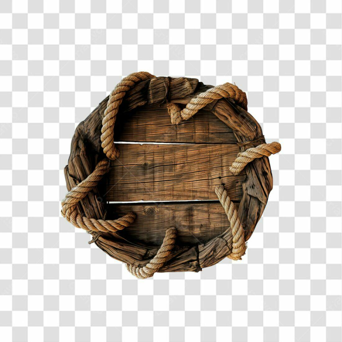 Selo Madeira e Corda PNG com fundo transparente