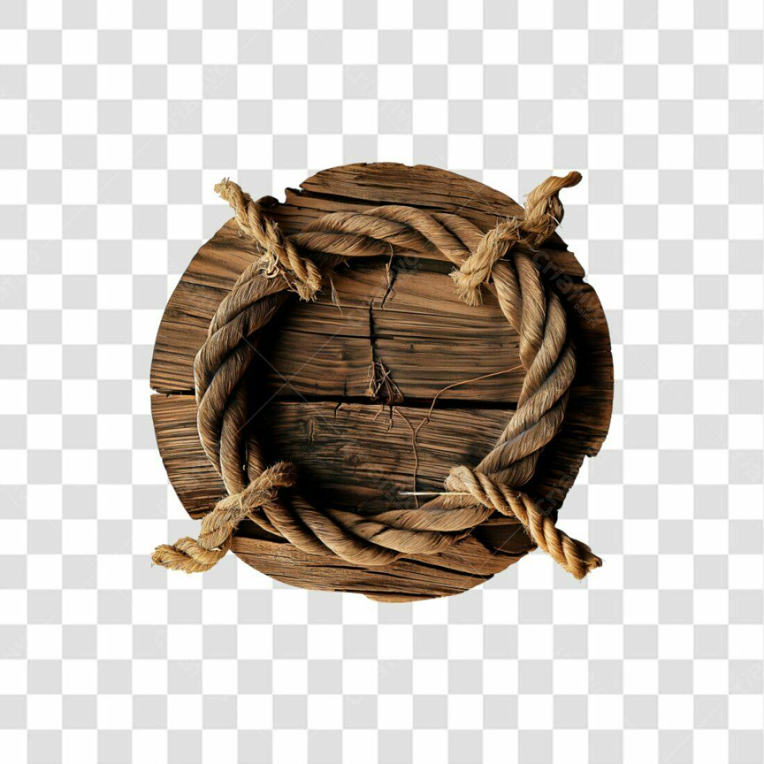 Selo Madeira e Corda PNG com fundo transparente