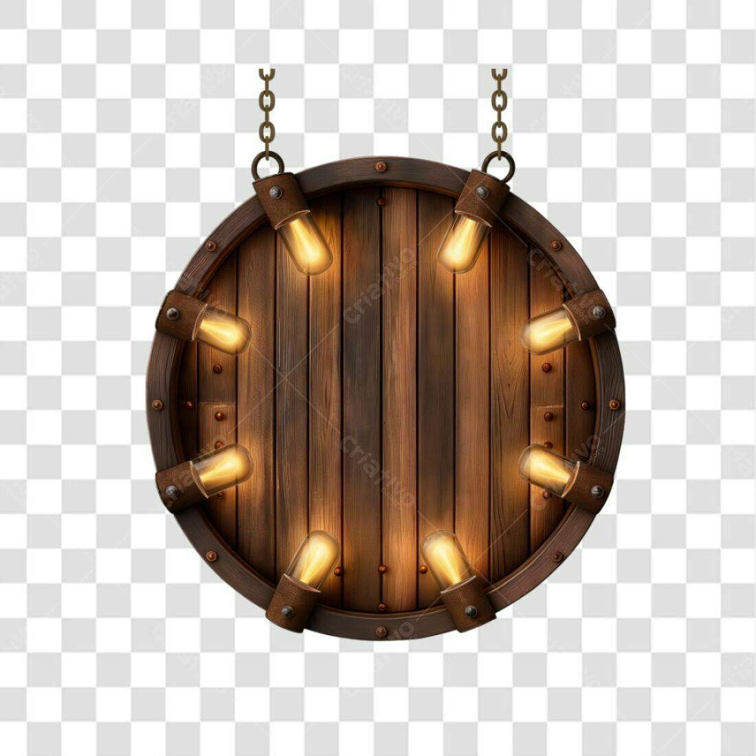 Placa de madeira rústica PNG com fundo transparente