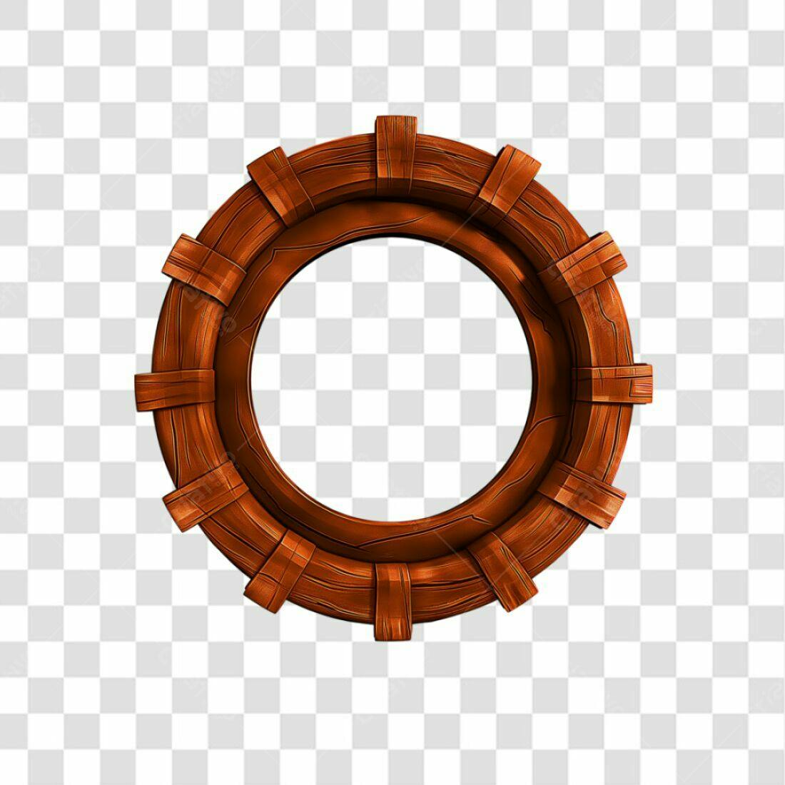 Moldura Circular Madeira PNG com fundo transparente