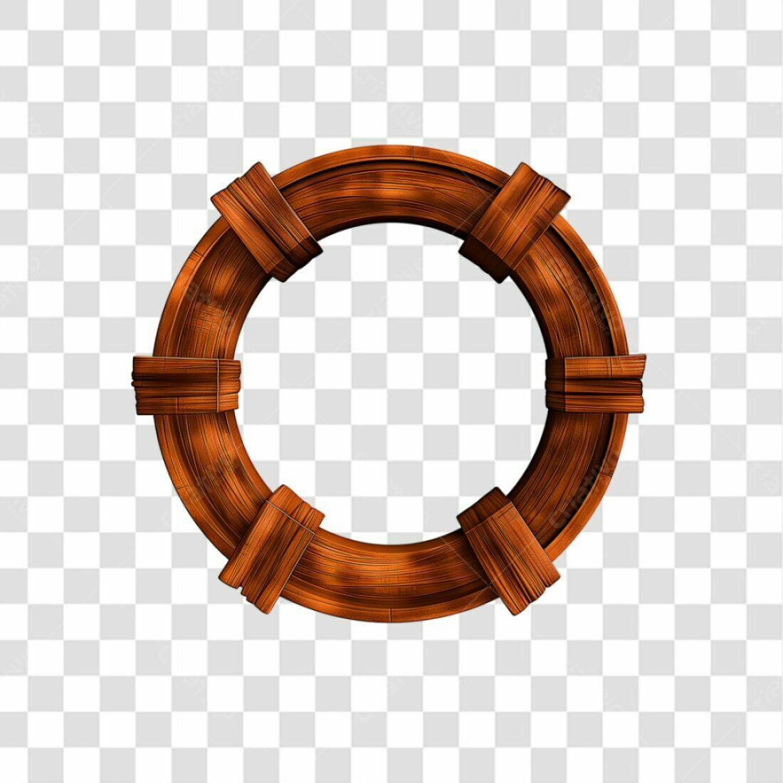 Moldura circular de madeira PNG com fundo transparente