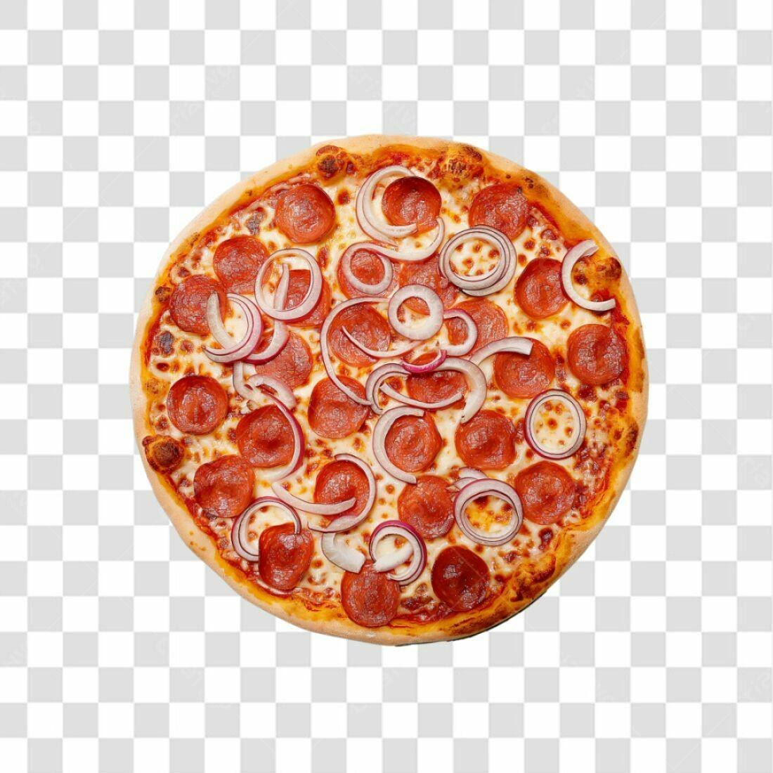 Imagem Pizza Pepperoni e Cebola PNG com fundo transparente