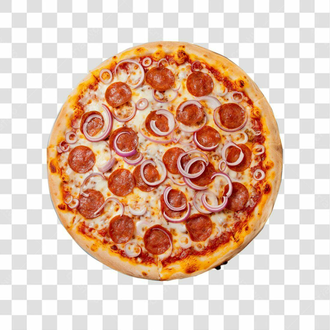 Imagem de Pizza Pepperoni com Cebola PNG com fundo transparente