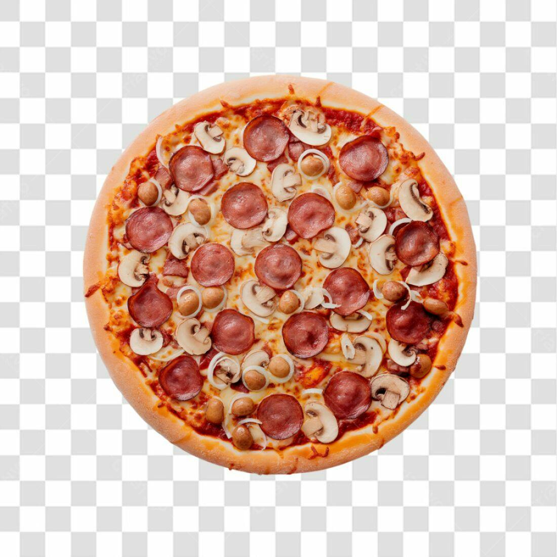 Imagem Pizza Calabresa e Cogumelos PNG com fundo transparente