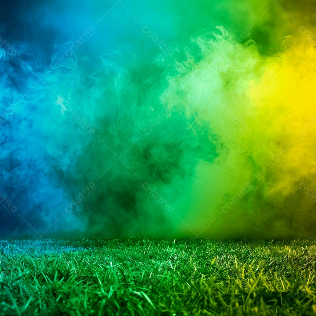 Grama Verde sob Fumaça Azul e Amarela