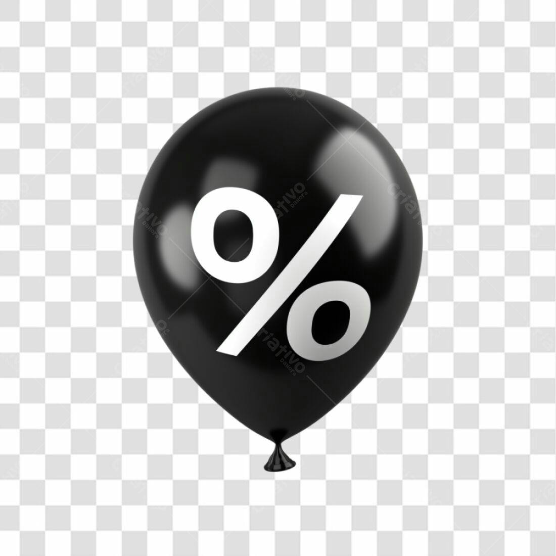 Icone de Desconto Balão Preto PNG com fundo transparente