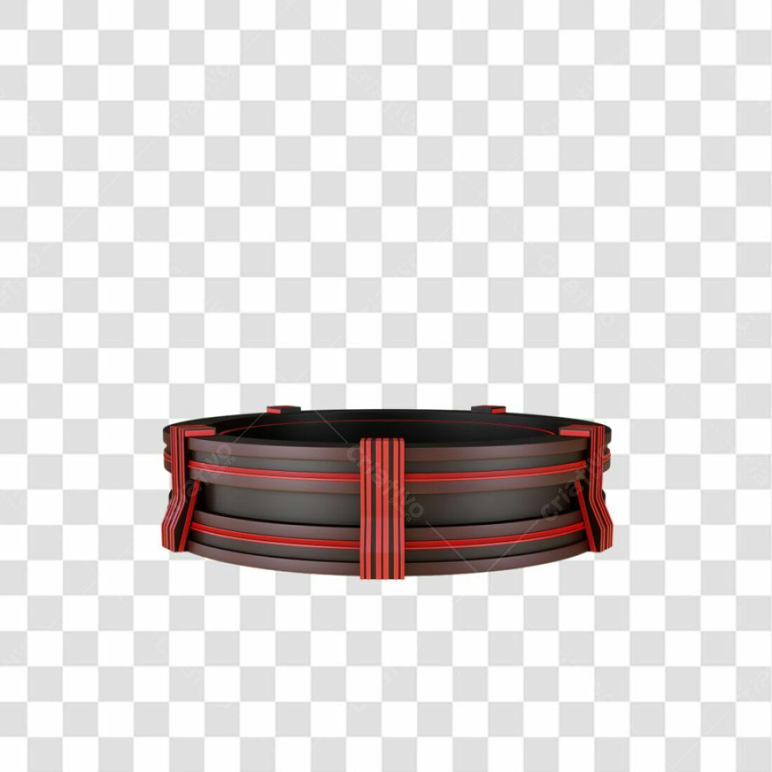 Showcase circular preto e vermelho PNG com fundo transparente